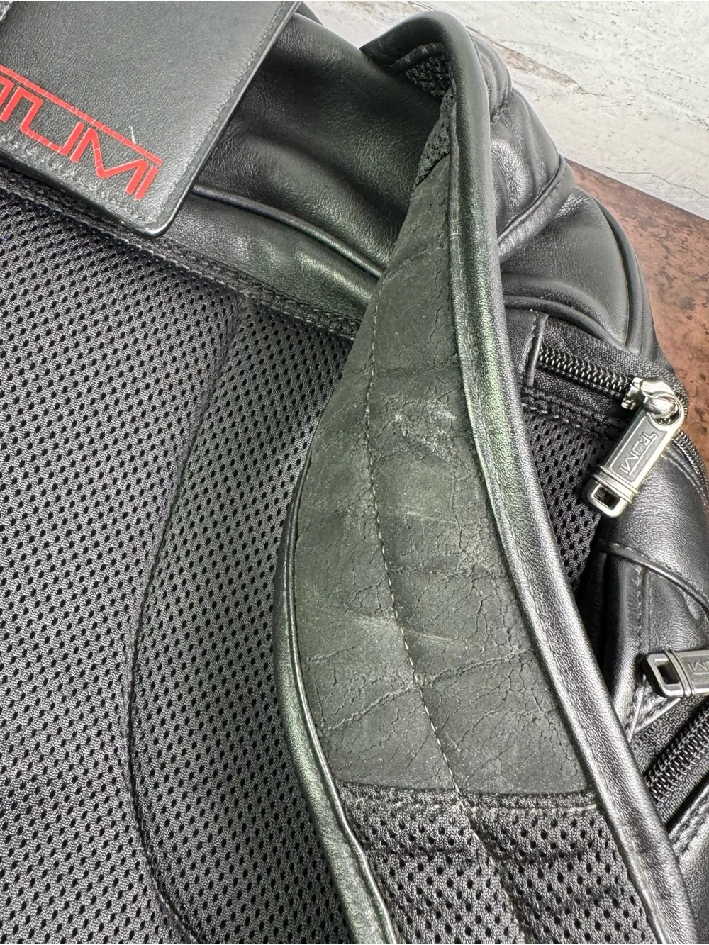 Vintage TUMI Black Leather Laptop Travel Backpack